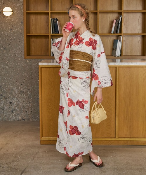 BONLECILL noir（ボンルシールノワール）の「【BONLECILL noir】2点セットアソート柄浴衣（浴衣・帯）（浴衣・レディース・イエロー/ネイビー/ブルー/レッド・FREE）」の11枚目の写真