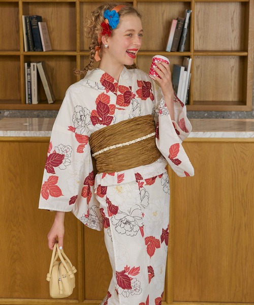 BONLECILL noir（ボンルシールノワール）の「【BONLECILL noir】2点セットアソート柄浴衣（浴衣・帯）（浴衣・レディース・イエロー/ネイビー/ブルー/レッド・FREE）」の15枚目の写真