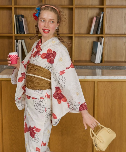 BONLECILL noir（ボンルシールノワール）の「【BONLECILL noir】2点セットアソート柄浴衣（浴衣・帯）（浴衣・レディース・イエロー/ネイビー/ブルー/レッド・FREE）」の16枚目の写真