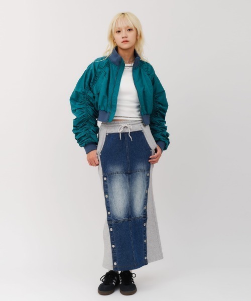 atmos pink（アトモスピンク）の「atmos pink Denim Docking Long Skirt / アトモス ピンク デニム ドッキング ロング スカート（スカート・レディース・ブルー/ピンク・FREE）」の15枚目の写真