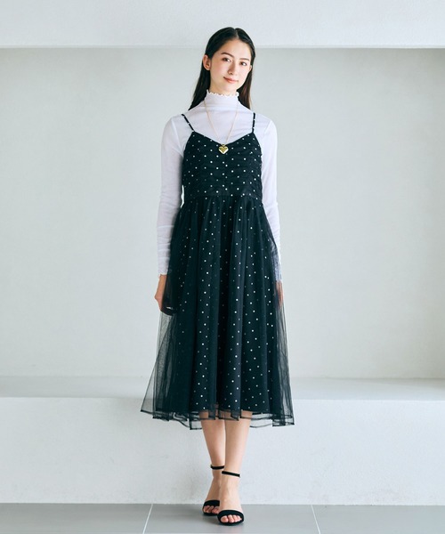 Audie a Muses(オーディアミューズ)の「ドットチュールキャミソールドレス(ワンピース・レディース・ブラック・42/40/38)」の11枚目の写真