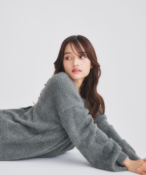 カーディガン 2way lame mix knit cardigan /2wayラメミックスニットカーディガン レディース 2way lame mix knit cardigan /2wayラメミックスニット