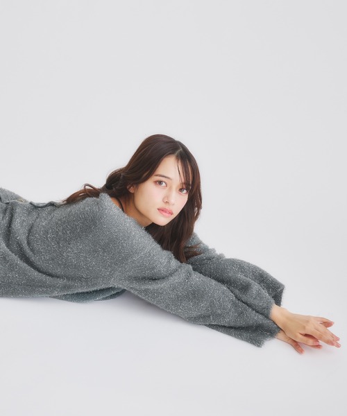 2way lame mix knit cardigan /2wayラメミックスニット