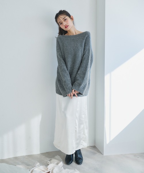 fupel(フぺル)の「2way lame mix knit cardigan /2wayラメミックスニットカーディガン(カーディガン/ボレロ・レディース・アイボリー/グレー・FREE)」の11枚目の写真