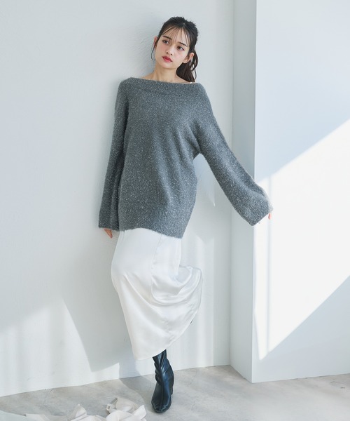 fupel(フぺル)の「2way lame mix knit cardigan /2wayラメミックスニットカーディガン(カーディガン/ボレロ・レディース・アイボリー/グレー・FREE)」の12枚目の写真