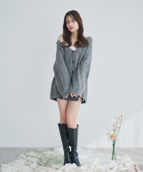 カーディガン 2way lame mix knit cardigan /2wayラメミックスニットカーディガン レディース 2way lame mix knit cardigan /2wayラメミックスニット