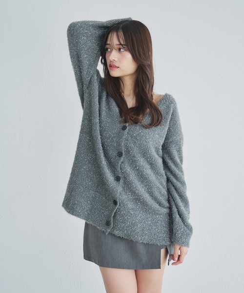 カーディガン 2way lame mix knit cardigan /2wayラメミックスニットカーディガン レディース 2way lame mix knit cardigan /2wayラメミックスニット