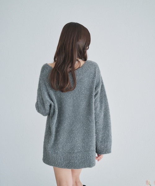 2way lame mix knit cardigan /2wayラメミックスニット