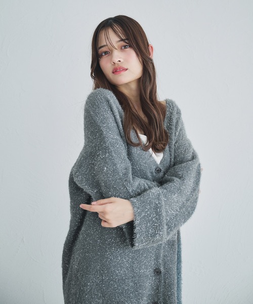 カーディガン 2way lame mix knit cardigan /2wayラメミックスニットカーディガン レディース 2way lame mix knit cardigan /2wayラメミックスニット