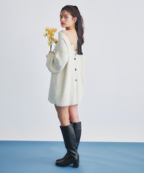 fupel(フぺル)の「2way lame mix knit cardigan /2wayラメミックスニットカーディガン(カーディガン/ボレロ・レディース・アイボリー/グレー・FREE)」の16枚目の写真