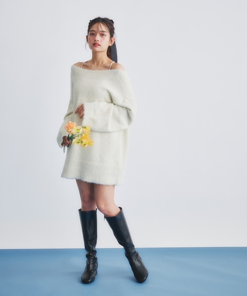 fupel(フぺル)の「2way lame mix knit cardigan /2wayラメミックスニットカーディガン(カーディガン/ボレロ・レディース・アイボリー/グレー・FREE)」の15枚目の写真