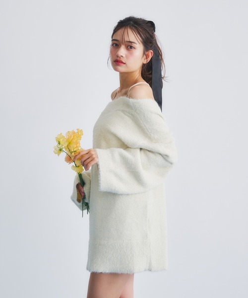 fupel(フぺル)の「2way lame mix knit cardigan /2wayラメミックスニットカーディガン(カーディガン/ボレロ・レディース・アイボリー/グレー・FREE)」の19枚目の写真