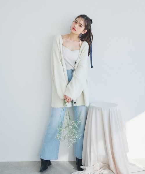 2way lame mix knit cardigan /2wayラメミックスニット
