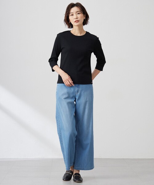 J.PRESS(ジェイプレス)の「リブ クルーネック カットソー(Tシャツ/カットソー・レディース・ホワイト系/ブラック系/ライトグレー系・T15/T13)」の7枚目の写真