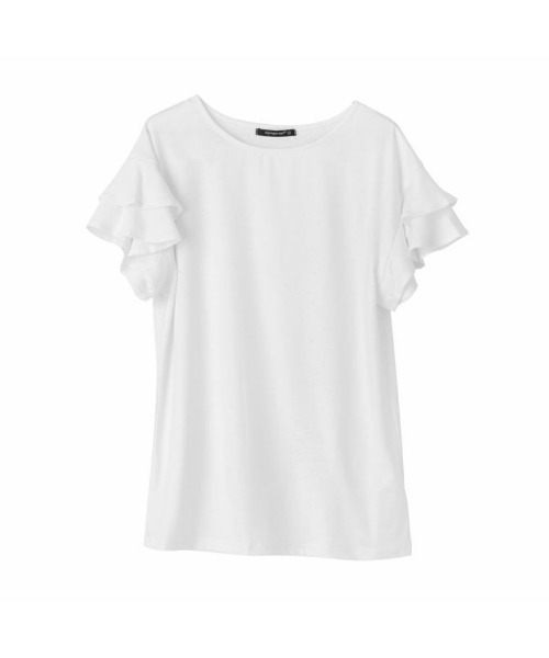aquagarage(アクアガレージ)の「ダブルフリル袖カットソー(Tシャツ/カットソー・レディース・グレー/ネイビー/ホワイト/ブラック/レッド/チャコール・LL/M/L)」の11枚目の写真
