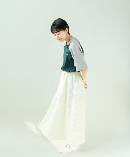 PAR ICI(パーリッシィ)の「【WEB別注カラー】ストライプ刺繍 ギャザースカート(セットアップ対応)(スカート・レディース・ホワイト/チェック/ブラック・FREE)」の14枚目の写真