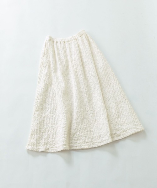 PAR ICI(パーリッシィ)の「【WEB別注カラー】ストライプ刺繍 ギャザースカート(セットアップ対応)(スカート・レディース・ホワイト/チェック/ブラック・FREE)」の4枚目の写真