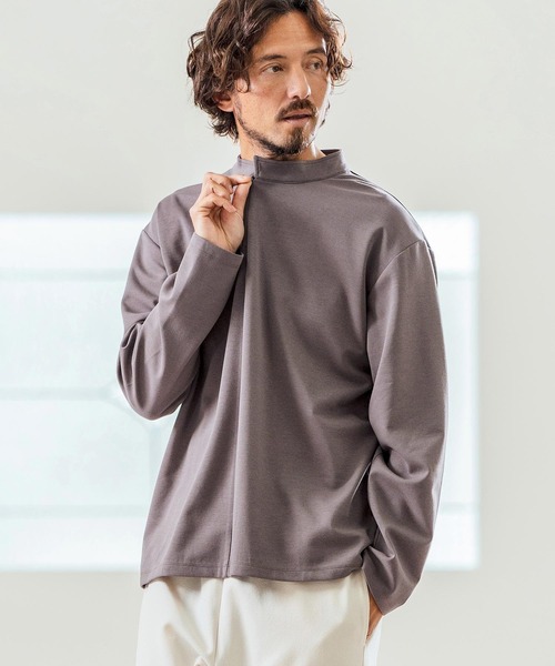 Magine（マージン）の「mlt5068- Double Knit High Neck Long Sleeve Pullover カットソー（Tシャツ/カットソー・メンズ・チャコール/ベージュ/ブラック・44/46/48）」の4枚目の写真