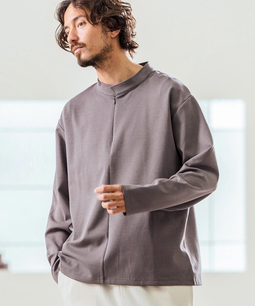 Magine（マージン）の「mlt5068- Double Knit High Neck Long Sleeve Pullover カットソー（Tシャツ/カットソー・メンズ・チャコール/ベージュ/ブラック・44/46/48）」の5枚目の写真