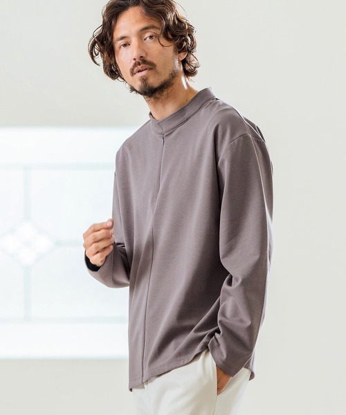 Magine（マージン）の「mlt5068- Double Knit High Neck Long Sleeve Pullover カットソー（Tシャツ/カットソー・メンズ・チャコール/ベージュ/ブラック・44/46/48）」の6枚目の写真