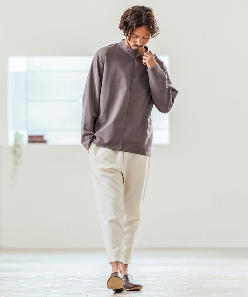 Magine（マージン）の「mlt5068- Double Knit High Neck Long Sleeve Pullover カットソー（Tシャツ/カットソー・メンズ・チャコール/ベージュ/ブラック・44/46/48）」の7枚目の写真