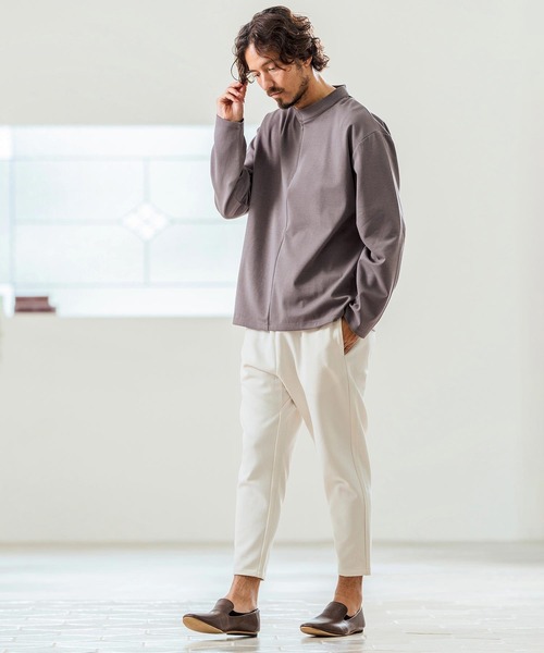 Magine（マージン）の「mlt5068- Double Knit High Neck Long Sleeve Pullover カットソー（Tシャツ/カットソー・メンズ・チャコール/ベージュ/ブラック・44/46/48）」の9枚目の写真