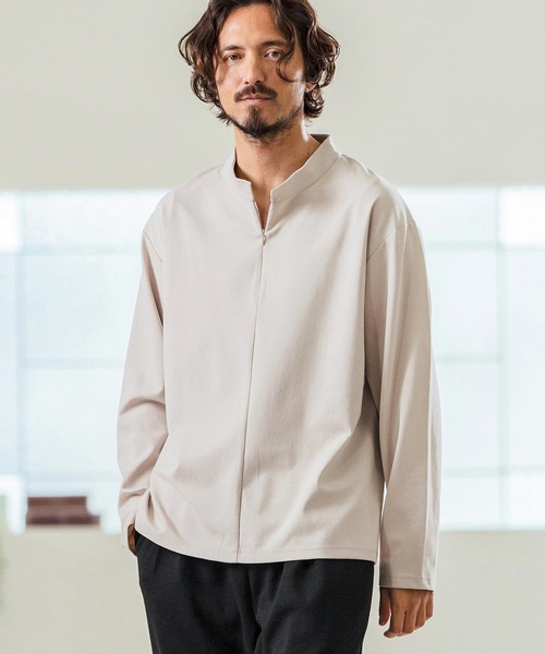 Magine（マージン）の「mlt5068- Double Knit High Neck Long Sleeve Pullover カットソー（Tシャツ/カットソー・メンズ・チャコール/ベージュ/ブラック・44/46/48）」の11枚目の写真