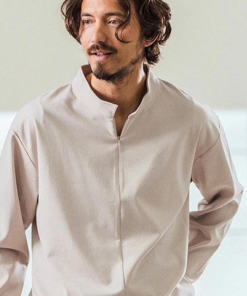 Magine（マージン）の「mlt5068- Double Knit High Neck Long Sleeve Pullover カットソー（Tシャツ/カットソー・メンズ・チャコール/ベージュ/ブラック・44/46/48）」の12枚目の写真