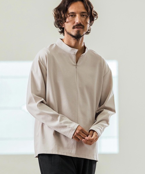 Magine（マージン）の「mlt5068- Double Knit High Neck Long Sleeve Pullover カットソー（Tシャツ/カットソー・メンズ・チャコール/ベージュ/ブラック・44/46/48）」の13枚目の写真