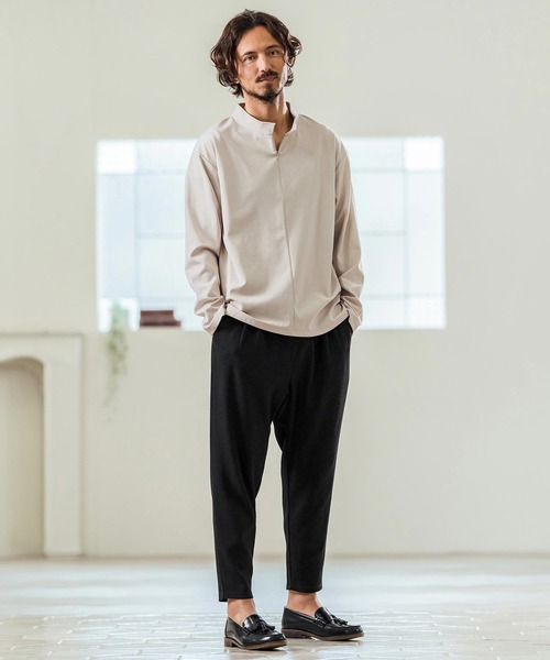 Magine（マージン）の「mlt5068- Double Knit High Neck Long Sleeve Pullover カットソー（Tシャツ/カットソー・メンズ・チャコール/ベージュ/ブラック・44/46/48）」の14枚目の写真