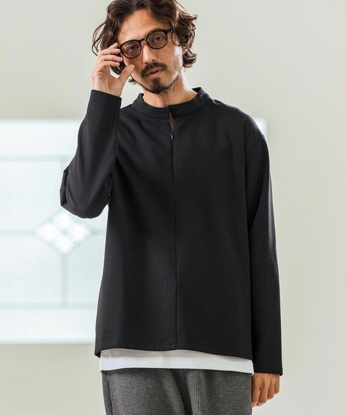 Magine（マージン）の「mlt5068- Double Knit High Neck Long Sleeve Pullover カットソー（Tシャツ/カットソー・メンズ・チャコール/ベージュ/ブラック・44/46/48）」の18枚目の写真