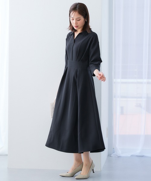 7days Life Styling(セブンデイズライフスタイリング)の「ダブルクロススキッパーウエスト切替ワンピース(ワンピース・レディース・ネイビー/ベージュ系/ブラック・S/M/L/LL)」の4枚目の写真