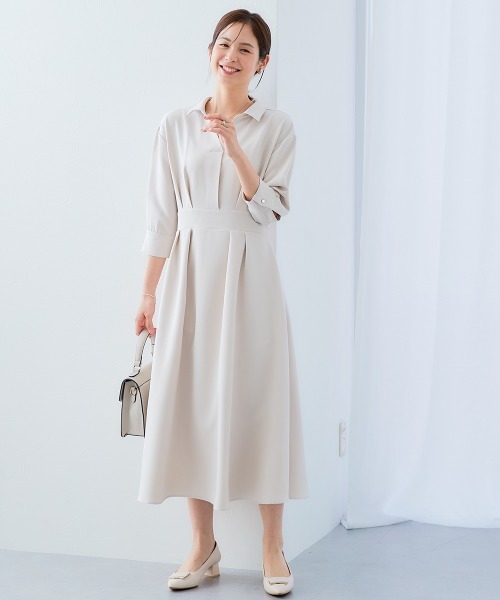 7days Life Styling(セブンデイズライフスタイリング)の「ダブルクロススキッパーウエスト切替ワンピース(ワンピース・レディース・ネイビー/ベージュ系/ブラック・S/M/L/LL)」の6枚目の写真