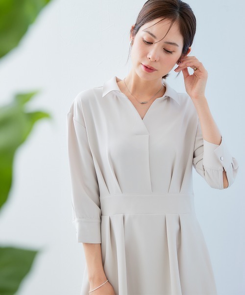 7days Life Styling(セブンデイズライフスタイリング)の「ダブルクロススキッパーウエスト切替ワンピース(ワンピース・レディース・ネイビー/ベージュ系/ブラック・S/M/L/LL)」の7枚目の写真