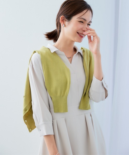 7days Life Styling(セブンデイズライフスタイリング)の「ダブルクロススキッパーウエスト切替ワンピース(ワンピース・レディース・ネイビー/ベージュ系/ブラック・S/M/L/LL)」の9枚目の写真