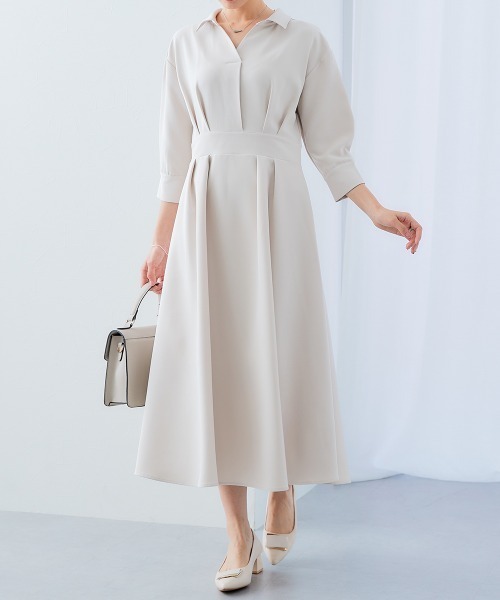 7days Life Styling(セブンデイズライフスタイリング)の「ダブルクロススキッパーウエスト切替ワンピース(ワンピース・レディース・ネイビー/ベージュ系/ブラック・S/M/L/LL)」の12枚目の写真