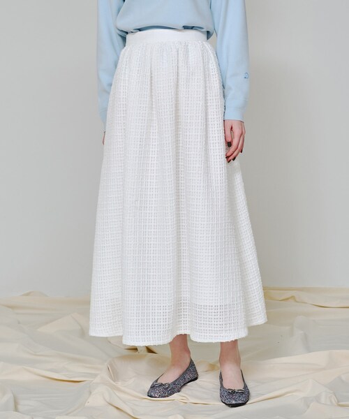 DRESSTERIOR（ドレステリア）の「【スタイリスト福田麻琴さんコラボ】レースツイードスカート（スカート・レディース・ホワイト/ブラック・38/36/40）」の4枚目の写真