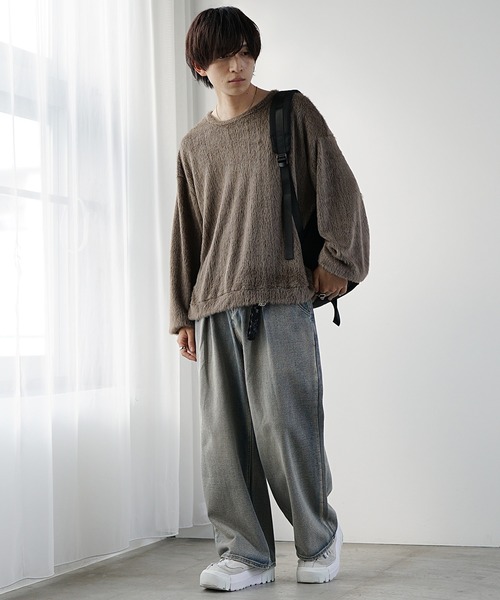 MinoriTY（マイノリティ）の「【MinoriTY】バルーンスリーブライトシャギーボートネックニットソー ロンT 春ニット（ニット/セーター・メンズ・グレー/ブルー/モカ・M/L）」の19枚目の写真