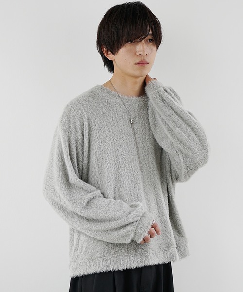 MinoriTY（マイノリティ）の「【MinoriTY】バルーンスリーブライトシャギーボートネックニットソー ロンT 春ニット（ニット/セーター・メンズ・グレー/ブルー/モカ・M/L）」の21枚目の写真