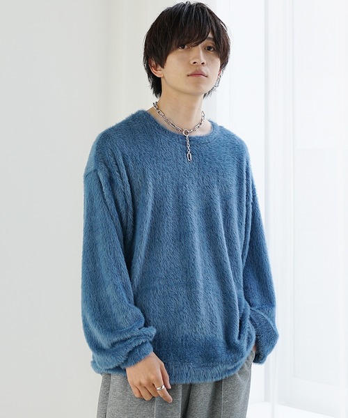 MinoriTY（マイノリティ）の「【MinoriTY】バルーンスリーブライトシャギーボートネックニットソー ロンT 春ニット（ニット/セーター・メンズ・グレー/ブルー/モカ・M/L）」の5枚目の写真