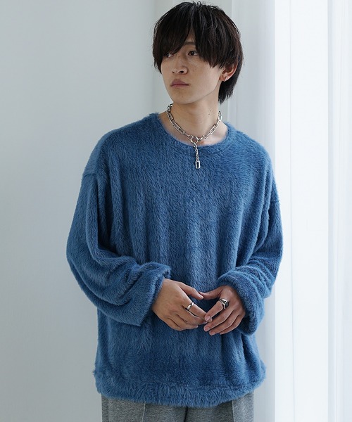 MinoriTY（マイノリティ）の「【MinoriTY】バルーンスリーブライトシャギーボートネックニットソー ロンT 春ニット（ニット/セーター・メンズ・グレー/ブルー/モカ・M/L）」の9枚目の写真