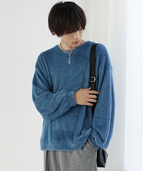 MinoriTY（マイノリティ）の「【MinoriTY】バルーンスリーブライトシャギーボートネックニットソー ロンT 春ニット（ニット/セーター・メンズ・グレー/ブルー/モカ・M/L）」の10枚目の写真