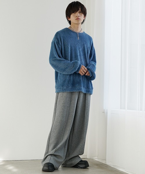 MinoriTY（マイノリティ）の「【MinoriTY】バルーンスリーブライトシャギーボートネックニットソー ロンT 春ニット（ニット/セーター・メンズ・グレー/ブルー/モカ・M/L）」の11枚目の写真