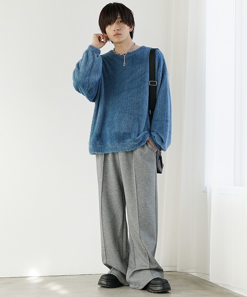 MinoriTY（マイノリティ）の「【MinoriTY】バルーンスリーブライトシャギーボートネックニットソー ロンT 春ニット（ニット/セーター・メンズ・グレー/ブルー/モカ・M/L）」の12枚目の写真