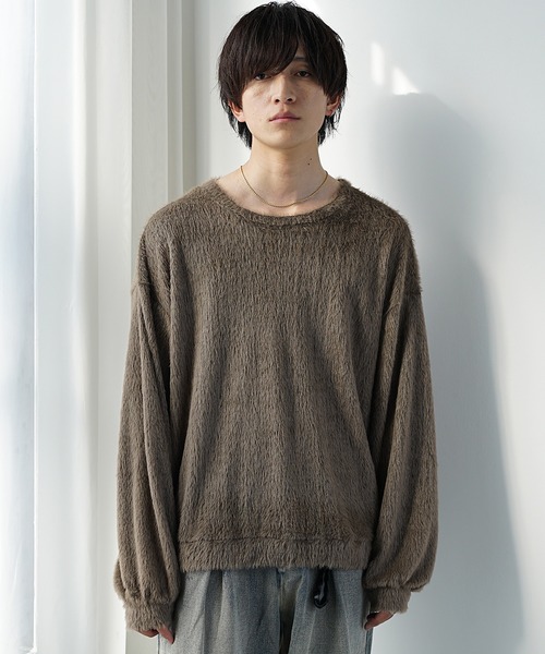 MinoriTY（マイノリティ）の「【MinoriTY】バルーンスリーブライトシャギーボートネックニットソー ロンT 春ニット（ニット/セーター・メンズ・グレー/ブルー/モカ・M/L）」の13枚目の写真