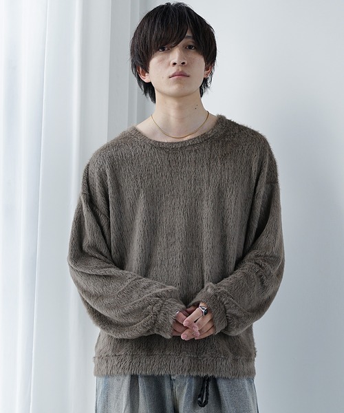 MinoriTY（マイノリティ）の「【MinoriTY】バルーンスリーブライトシャギーボートネックニットソー ロンT 春ニット（ニット/セーター・メンズ・グレー/ブルー/モカ・M/L）」の14枚目の写真