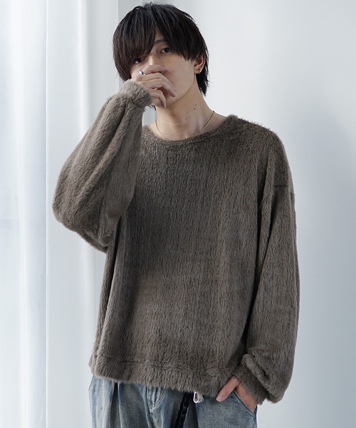 MinoriTY（マイノリティ）の「【MinoriTY】バルーンスリーブライトシャギーボートネックニットソー ロンT 春ニット（ニット/セーター・メンズ・グレー/ブルー/モカ・M/L）」の15枚目の写真