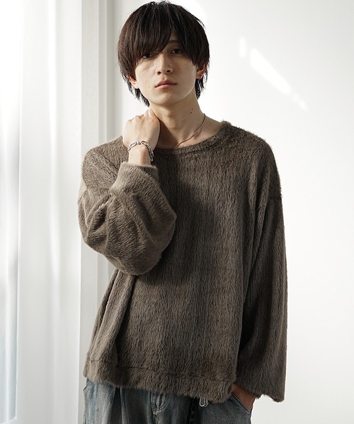 MinoriTY（マイノリティ）の「【MinoriTY】バルーンスリーブライトシャギーボートネックニットソー ロンT 春ニット（ニット/セーター・メンズ・グレー/ブルー/モカ・M/L）」の18枚目の写真