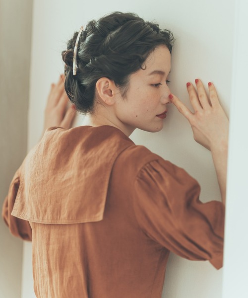 CHILD WOMAN（チャイルドウーマン）の「フレンチリネン オールインワン（つなぎ/オールインワン・レディース・ブラウン/ネイビー・FREE）」の6枚目の写真