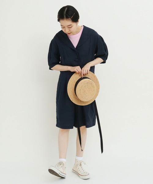 CHILD WOMAN（チャイルドウーマン）の「フレンチリネン オールインワン（つなぎ/オールインワン・レディース・ブラウン/ネイビー・FREE）」の18枚目の写真